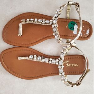 NWOT ~ Madeline Stuart Women's Sandals Gold